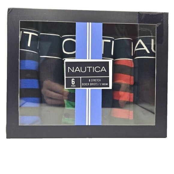 Nautica Boxer Briefs Six (6) Pack Size Small 5" Inseam Tagless Classic Fit NWT - Picture 10 of 16